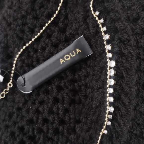 Aqua CZ Crystal Station on Gold Bead Chain Necklace NWT - Picture 6 of 8